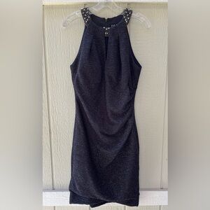 Elegant Navy blue  Sleeveless Dress